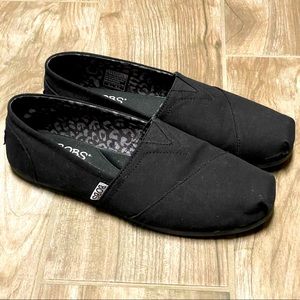 Bobs Black Canvas Memory Foam slip ons
